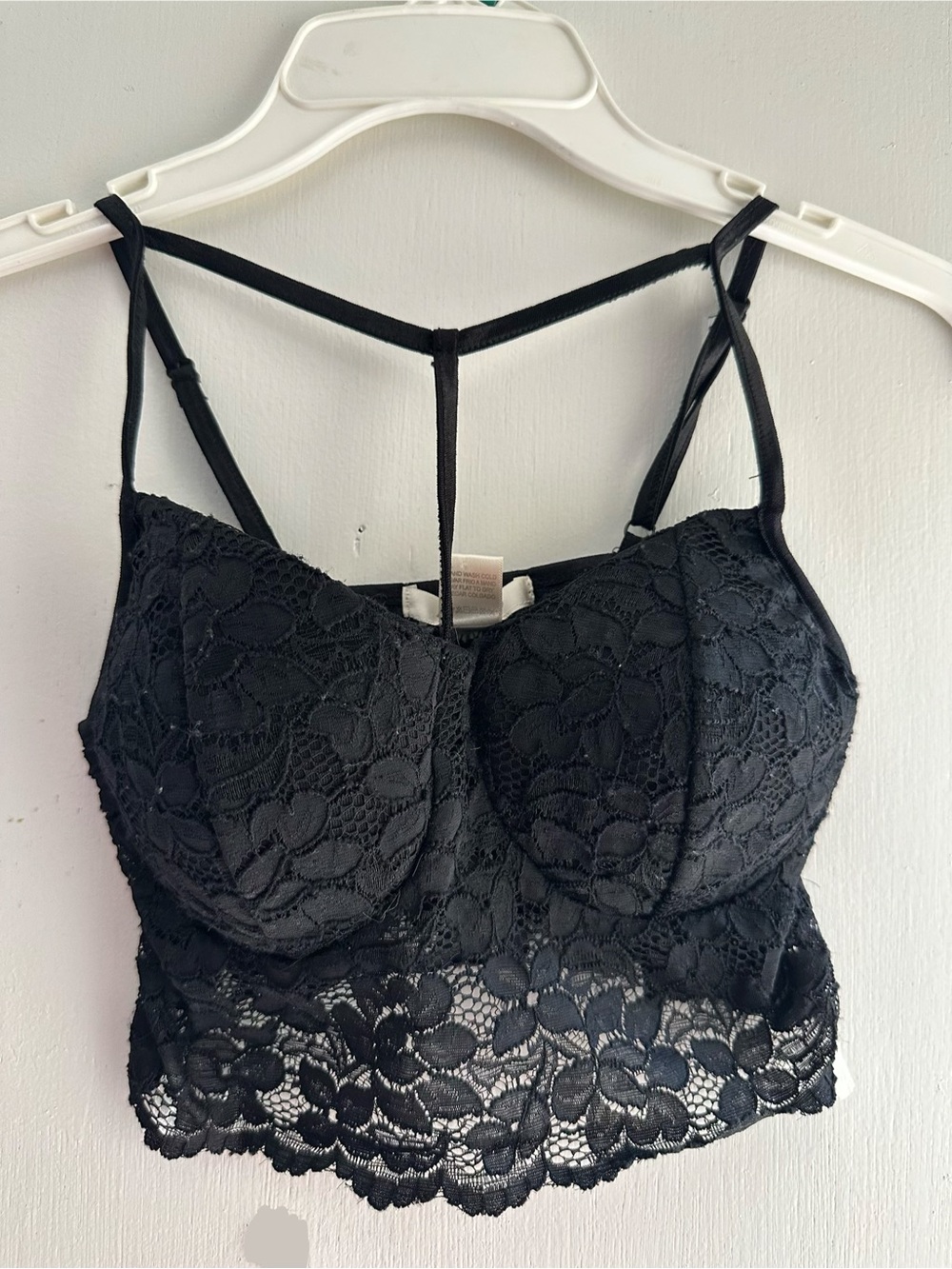 Bozzolo Black Lace Bustier Bralette Small Sheer Padded Festival Rave Lingerie